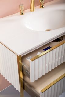 Тумба под раковину Armadi Art Monaco 100см белый/золото 866-100-WG